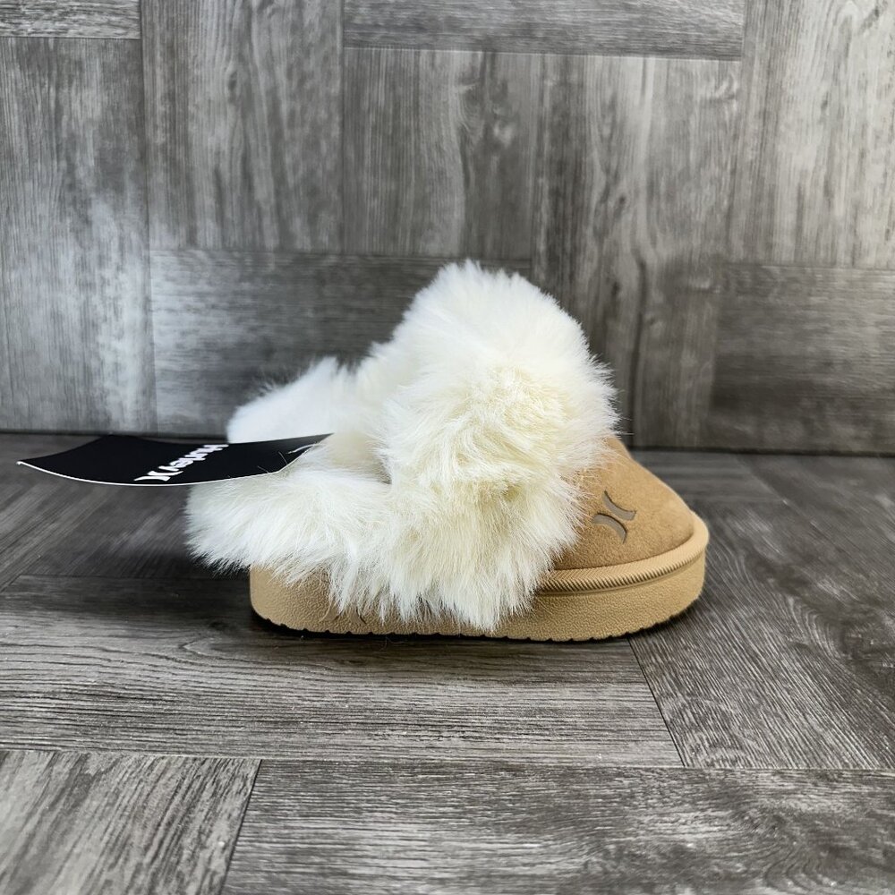 Hurley Kimmie-T Slipper Toddler 6 Tan Faux Fur Cozy‎ Slip-On NEW